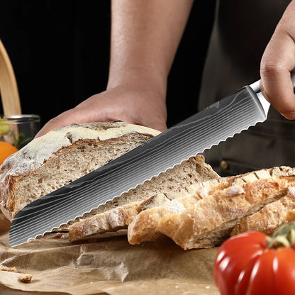 Kitchen Knife Collection - Stainless Steel Chef, Santoku & Fruit Knives in Sets of 1-9 with Ergonomic Pakkawood Handle