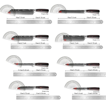 Kitchen Knife Set Forged Stainless Steel Wooden Handles