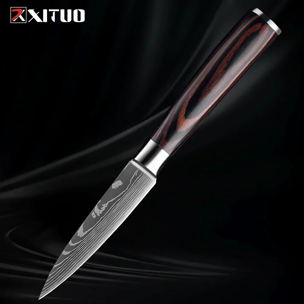 Kitchen Knife Set Forged Stainless Steel Wooden Handles