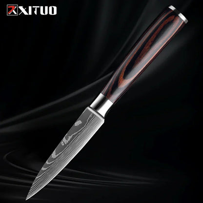 Kitchen Knife Set Forged Stainless Steel Wooden Handles
