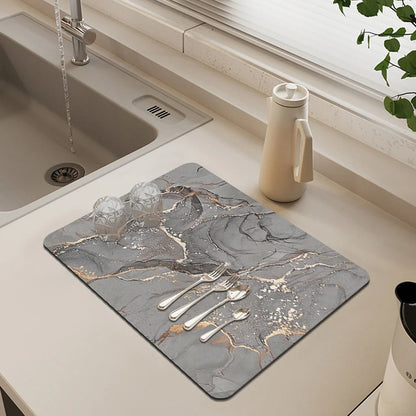 Kitchen Mat Cushioned Non-Slip Marble Print Washable