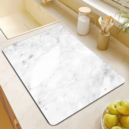 Kitchen Mat Cushioned Non-Slip Marble Print Washable