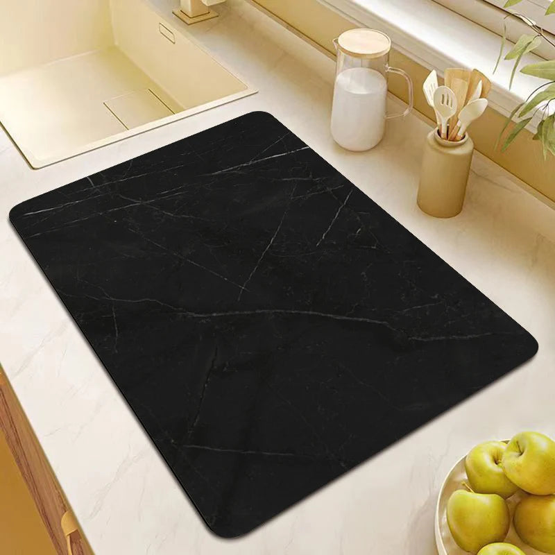 Kitchen Mat Cushioned Non-Slip Marble Print Washable