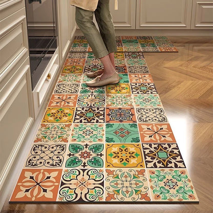 Kitchen Mat Cushioned Non-Slip Tile Pattern