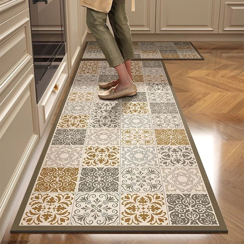 Kitchen Mat Cushioned Non-Slip Tile Pattern