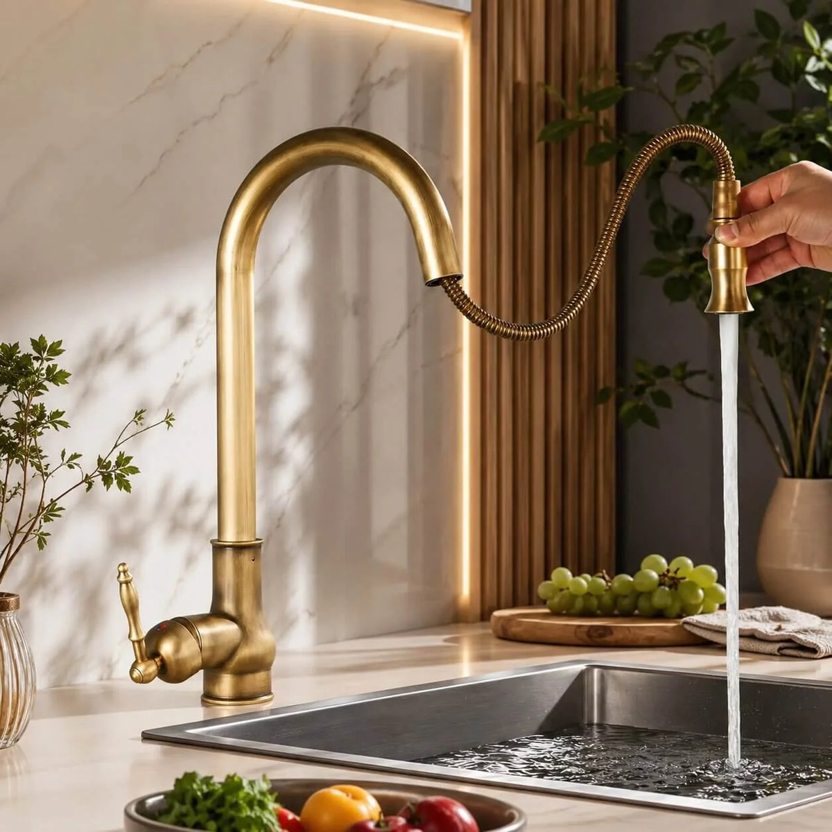 Kitchen Mixer Tap Antique Brass 360 Degree Swivel