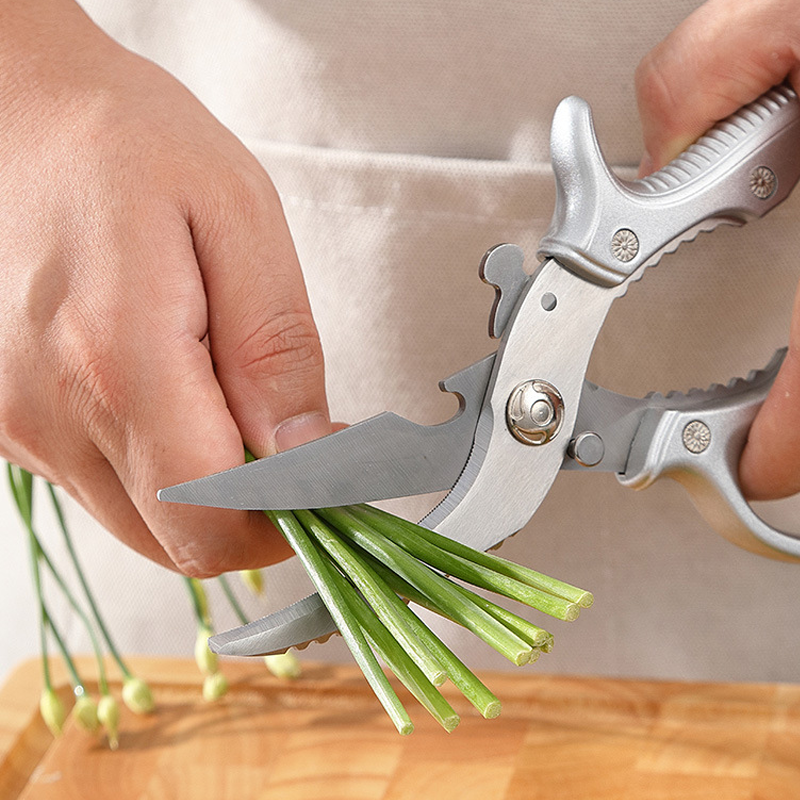 Kitchen Scissors Razor-Sharp Stainless Steel Non-Slip Handle Safety Lock