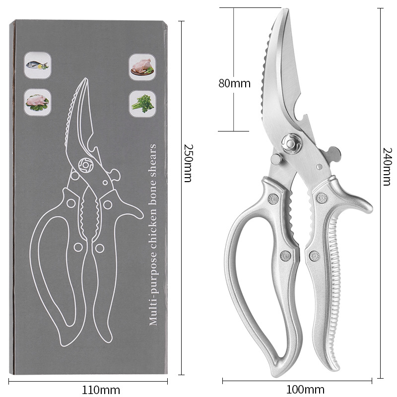 Kitchen Scissors Razor-Sharp Stainless Steel Non-Slip Handle Safety Lock