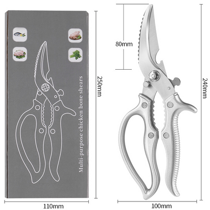 Kitchen Scissors Razor-Sharp Stainless Steel Non-Slip Handle Safety Lock