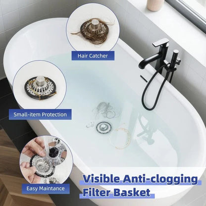 Kitchen Sink Strainer Stainless Steel Dual Stopper & Fine Mesh