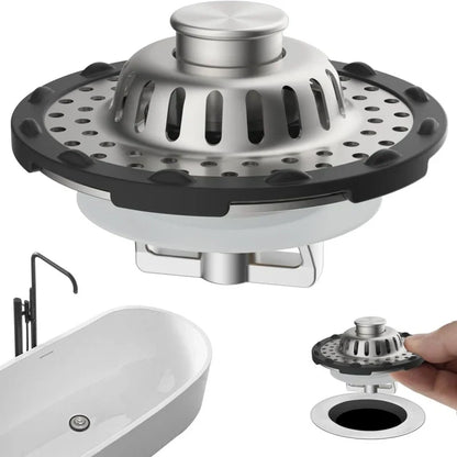 Kitchen Sink Strainer Stainless Steel Dual Stopper & Fine Mesh