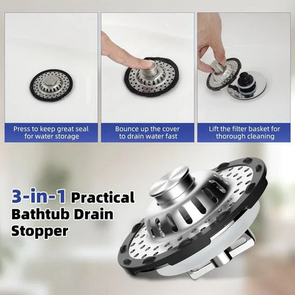 Kitchen Sink Strainer Stainless Steel Dual Stopper & Fine Mesh