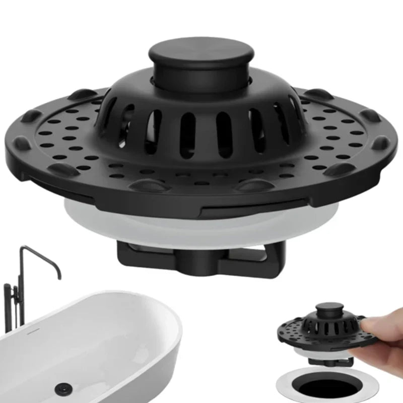 Kitchen Sink Strainer Stainless Steel Dual Stopper & Fine Mesh