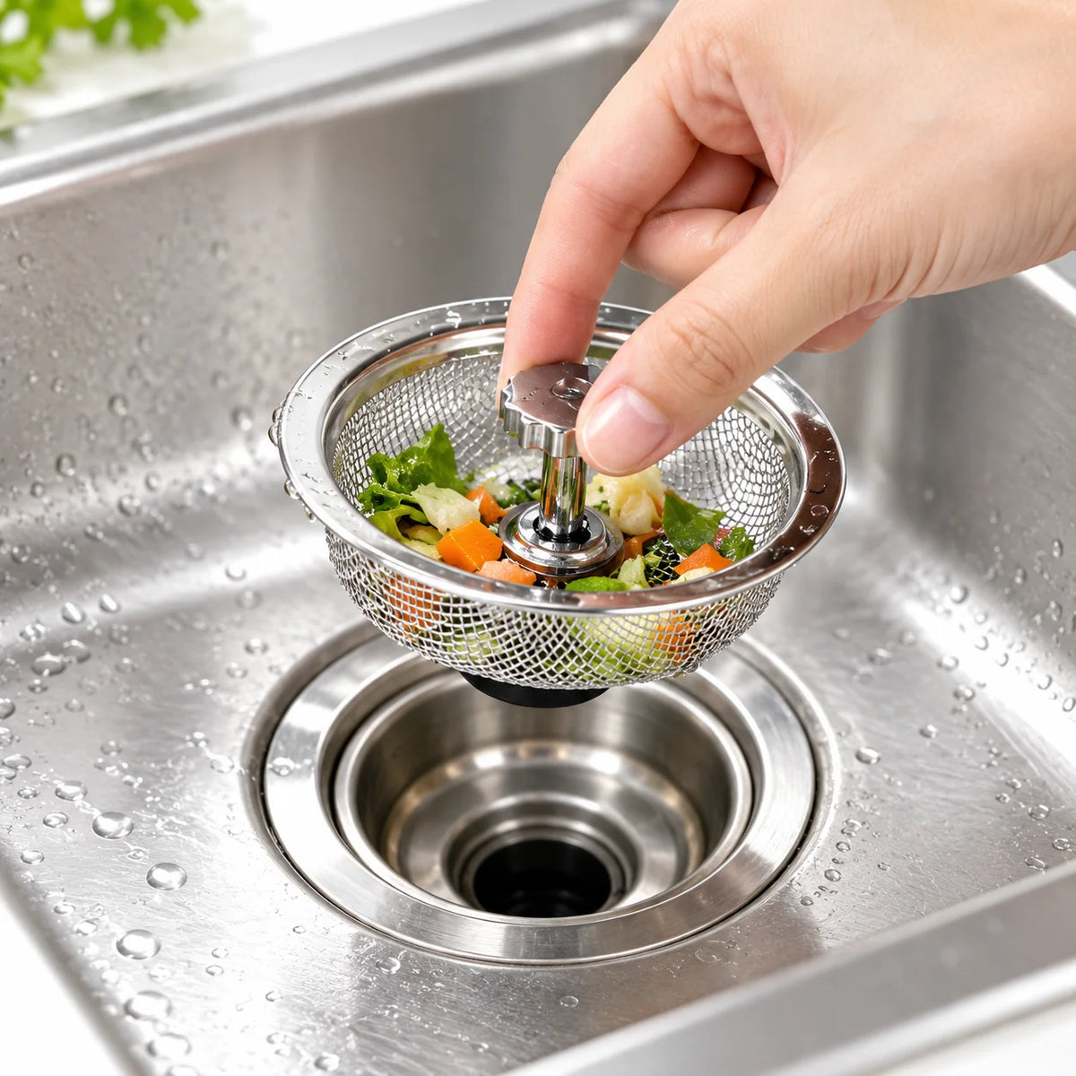 Kitchen Sink Strainer Stainless Steel Strainer & Stopper for Standard Drains