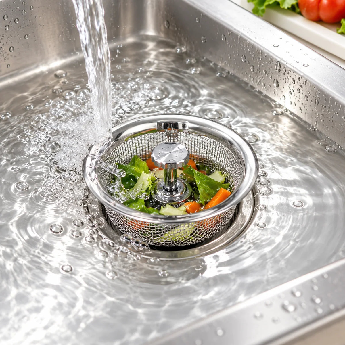 Kitchen Sink Strainer Stainless Steel Strainer & Stopper for Standard Drains