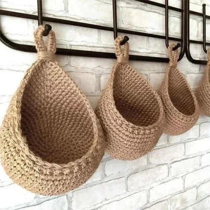 Kitchen Storage Basket Handwoven Hemp Rope Space-Saving