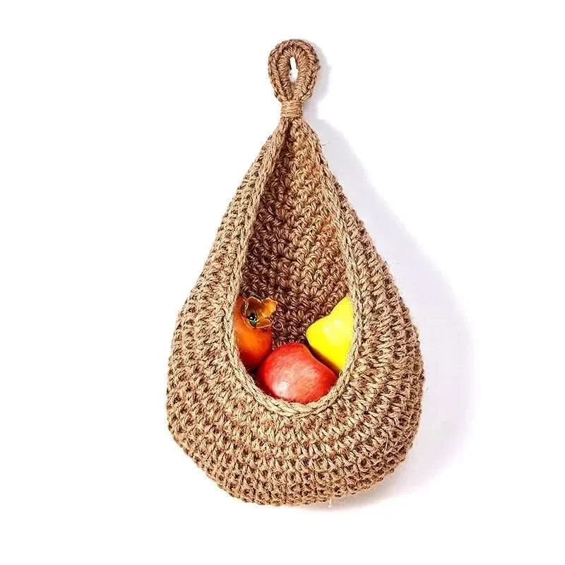 Kitchen Storage Basket Handwoven Hemp Rope Space-Saving