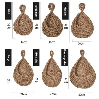 Kitchen Storage Basket Handwoven Hemp Rope Space-Saving