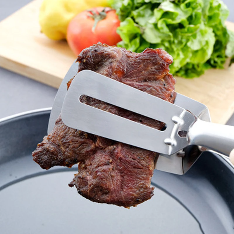 Kitchen Tongs 2-In-1 Slotted Stainless Steel