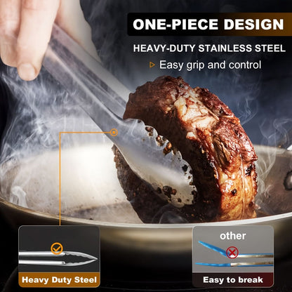 Kitchen Tongs Stainless Steel Locking Non-Slip Handles
