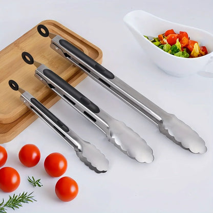 Kitchen Tongs Stainless Steel Locking Non-Slip Handles