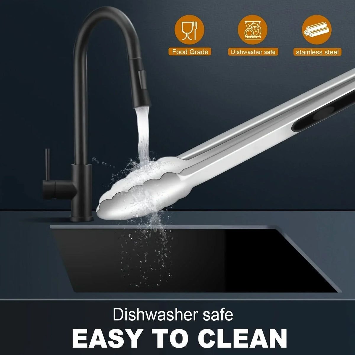 Kitchen Tongs Stainless Steel Locking Non-Slip Handles