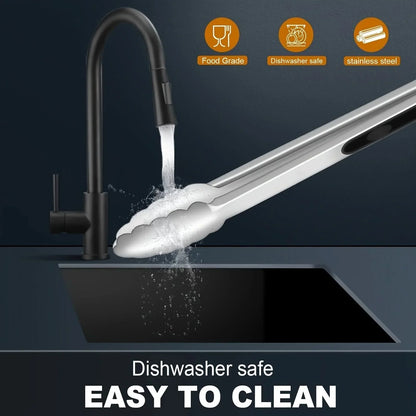 Kitchen Tongs Stainless Steel Locking Non-Slip Handles