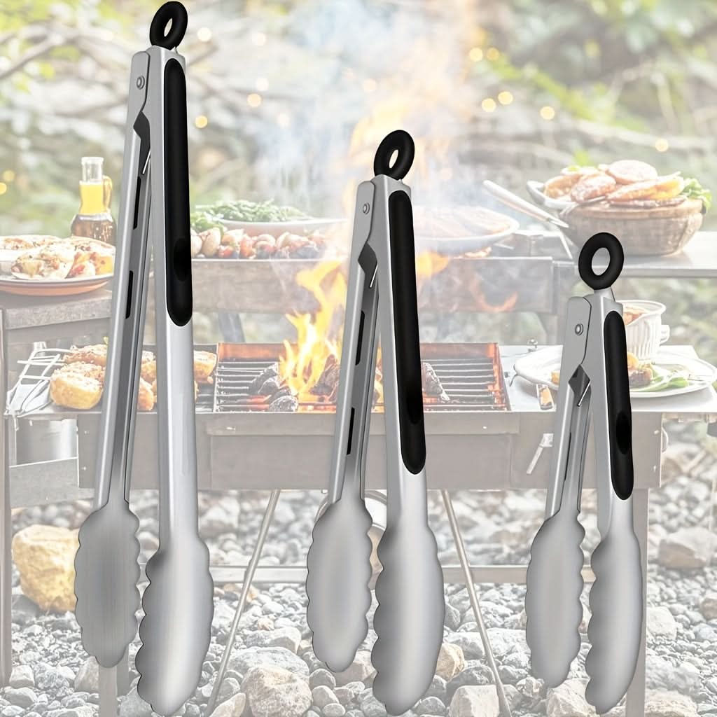 Kitchen Tongs Stainless Steel Locking Non-Slip Handles