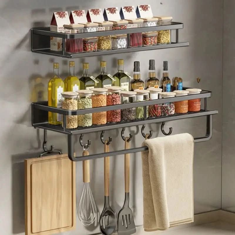 Kitchen Wall Shelf Powder-Coated Steel Space-Saving