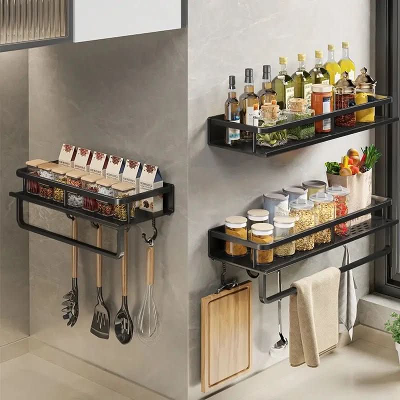 Kitchen Wall Shelf Powder-Coated Steel Space-Saving