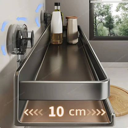 Kitchen Wall Shelf Stainless Steel No-Drill Suction Mount