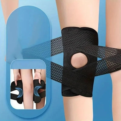Knee Brace Open Patella Side Spring Stabilizers Adjustable Compression Straps