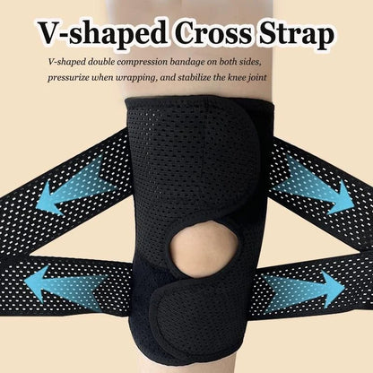 Knee Brace Open Patella Side Spring Stabilizers Adjustable Compression Straps