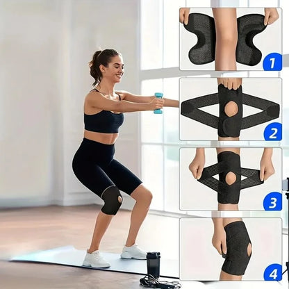 Knee Brace Open Patella Side Spring Stabilizers Adjustable Compression Straps