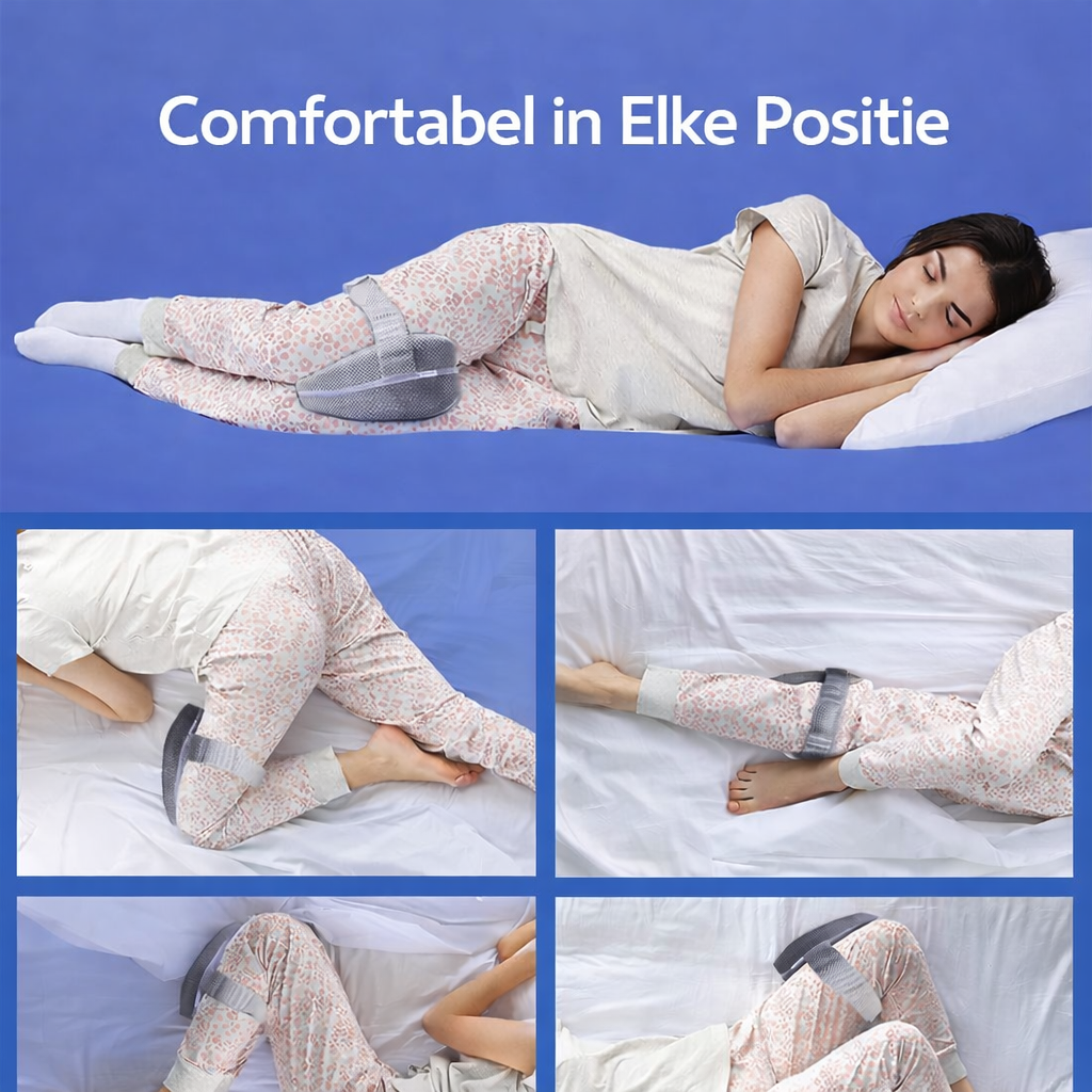 Knee Pillow Memory Foam Ergonomic Crescent Adjustable Strap