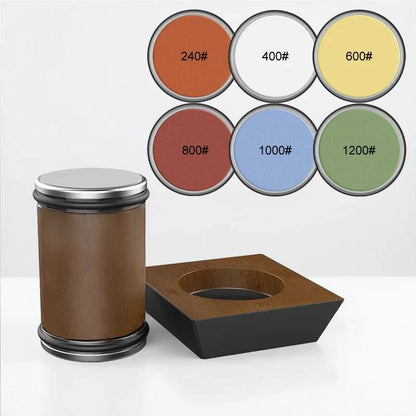Knife Sharpener Set Rolling Diamond Wooden Platform