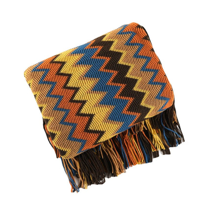 Knitted Throw Soft Textured Chevron Pattern