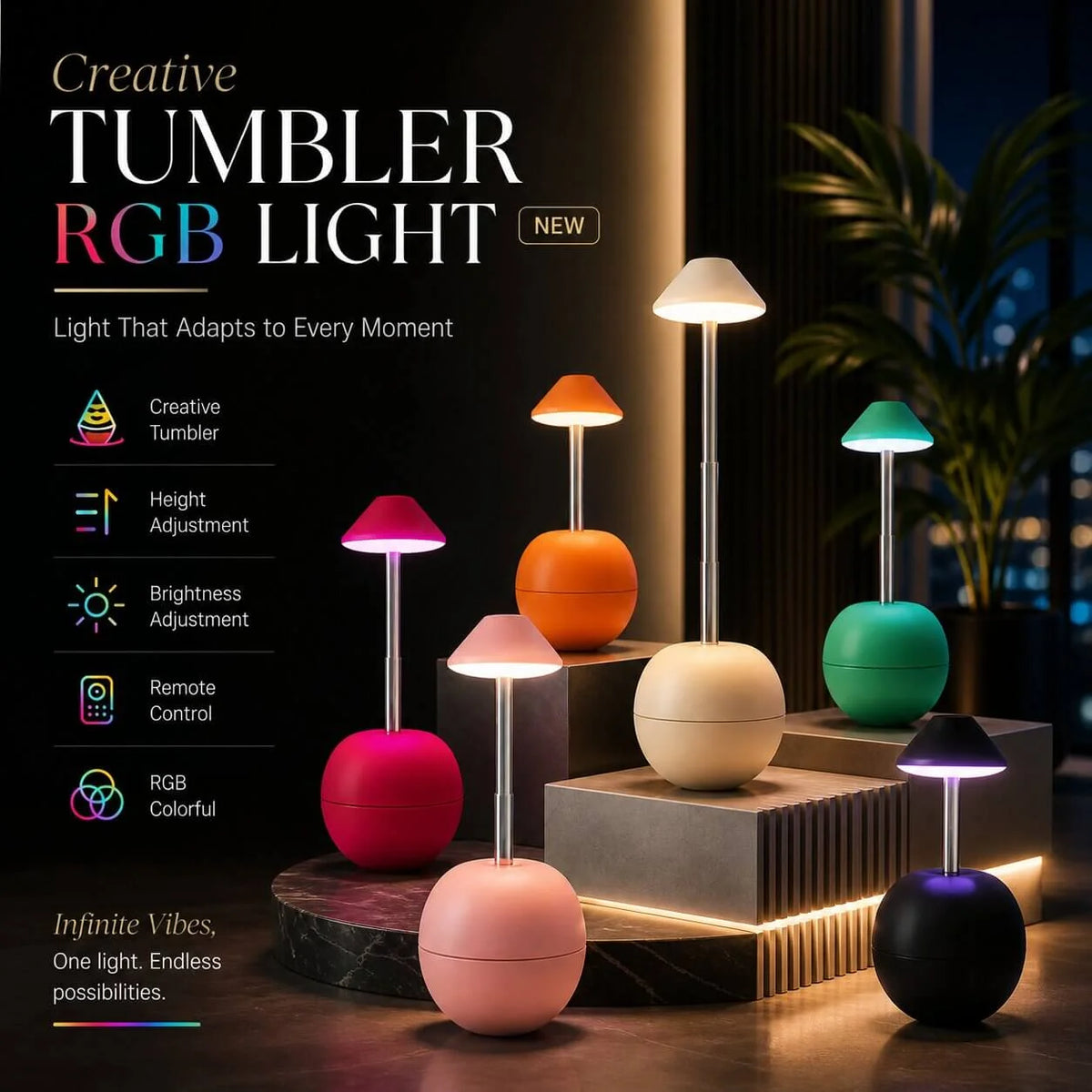 LED Bedside Lamp Remote Control & USB Charging