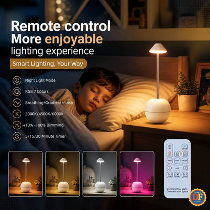 LED Bedside Lamp Remote Control & USB Charging