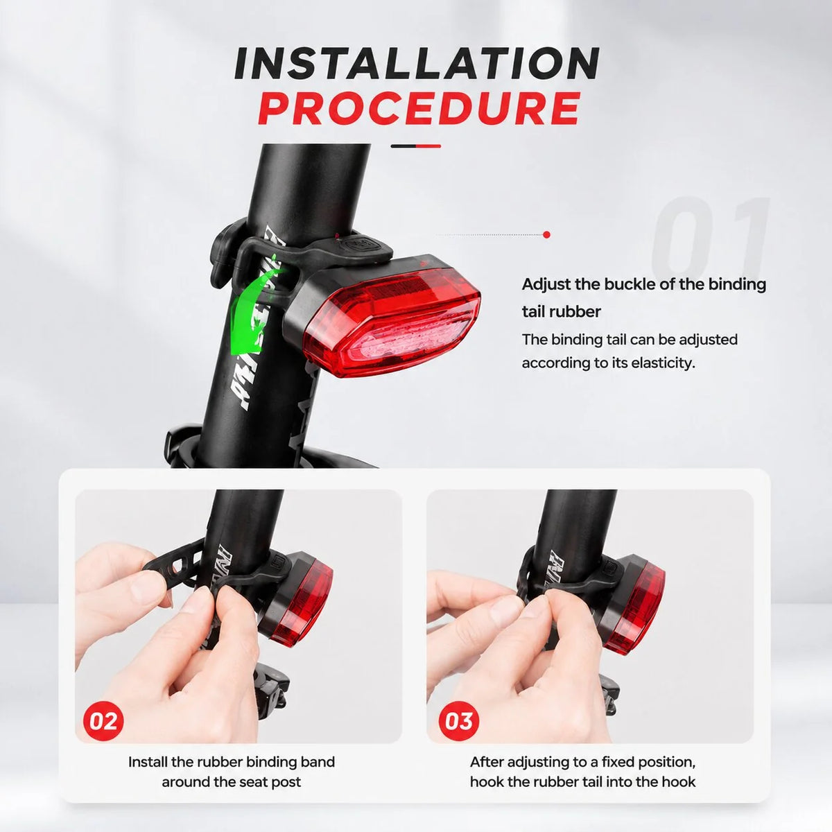LED Bike Tail Light Wide Beam USB Rechargeable