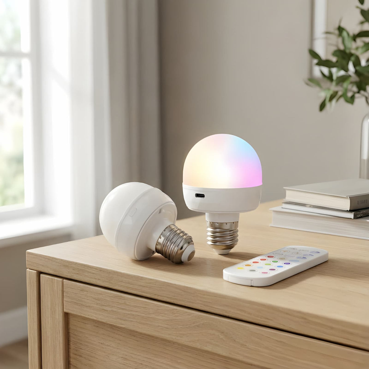 LED Bulb E27 Rechargeable Dimmable RGB Remote & Timer
