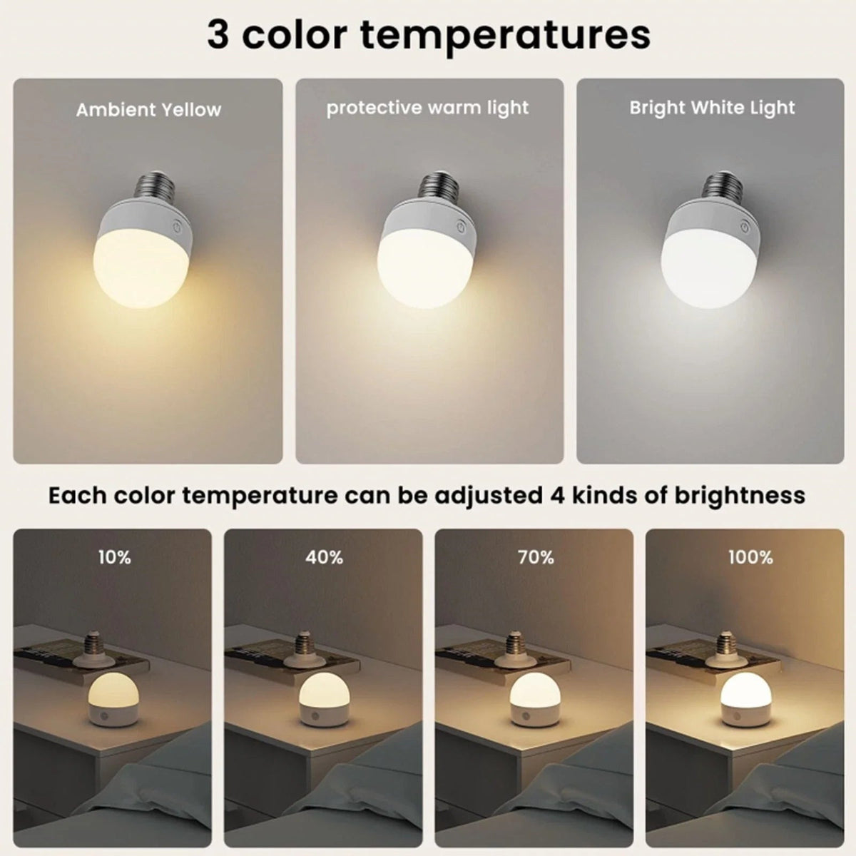 LED Bulb E27 Rechargeable Dimmable RGB Remote & Timer