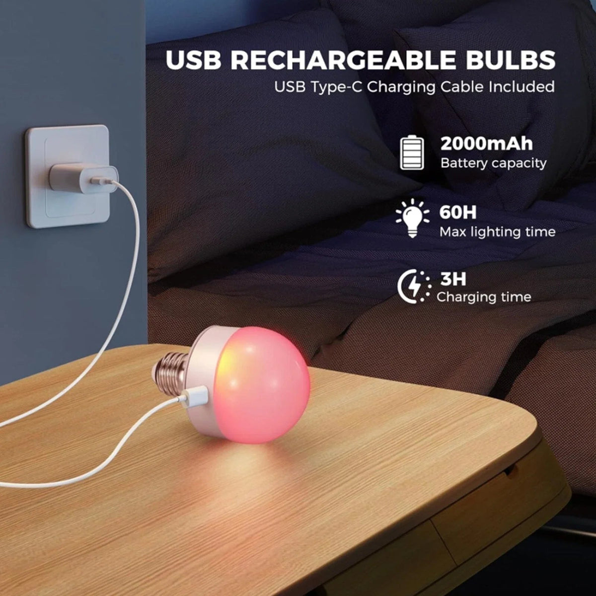 LED Bulb E27 Rechargeable Dimmable RGB Remote & Timer