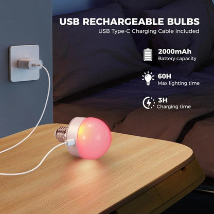 LED Bulb E27 Rechargeable Dimmable RGB Remote & Timer