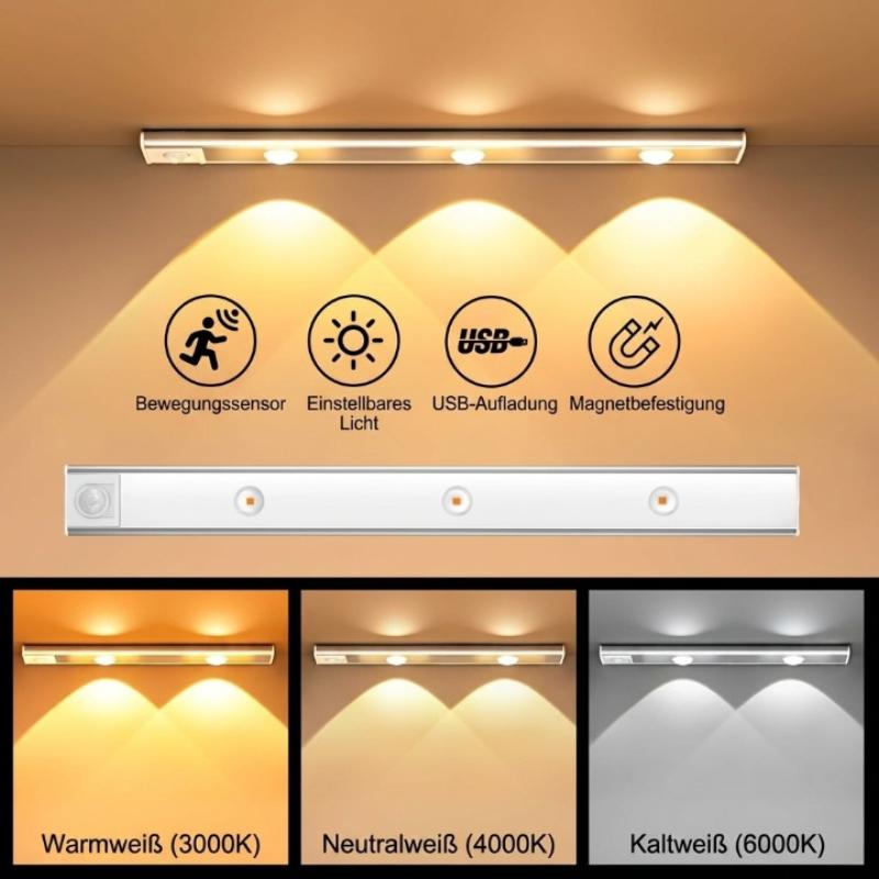 LED Cabinet Light Motion Sensor 3-Color Rechargeable & Magnetic Mount