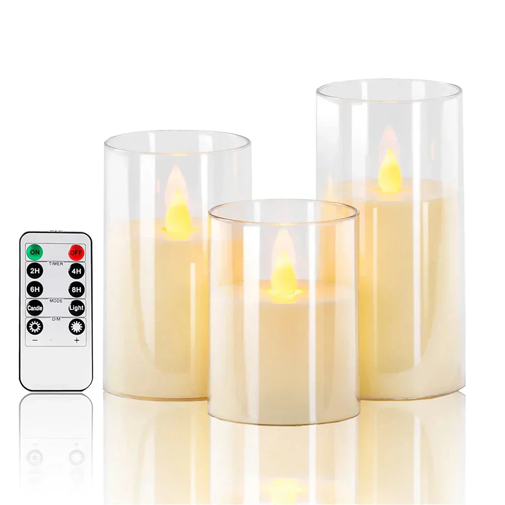 LED Candle Set Realistic Flickering Flame Remote Control