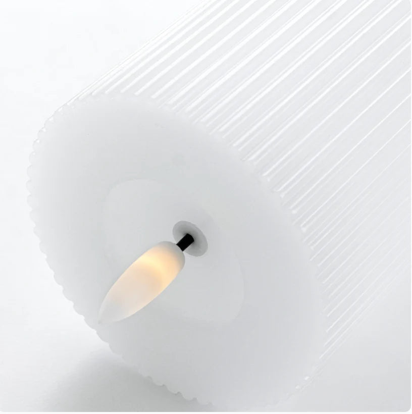 LED Candle Set Touch-Activated Ribbed Set of 3