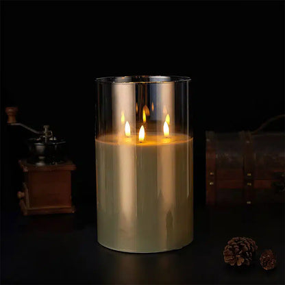 LED Candle Three Flickering Flames Paraffin Wax Flameless Design