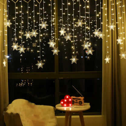 LED Curtain Lights Snowflake Design 8 Modes IP44