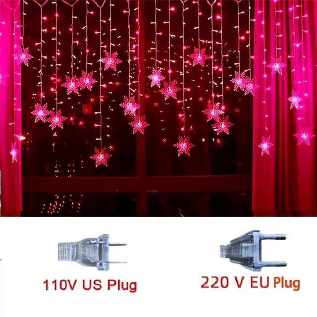 LED Curtain Lights Snowflake Design 8 Modes IP44